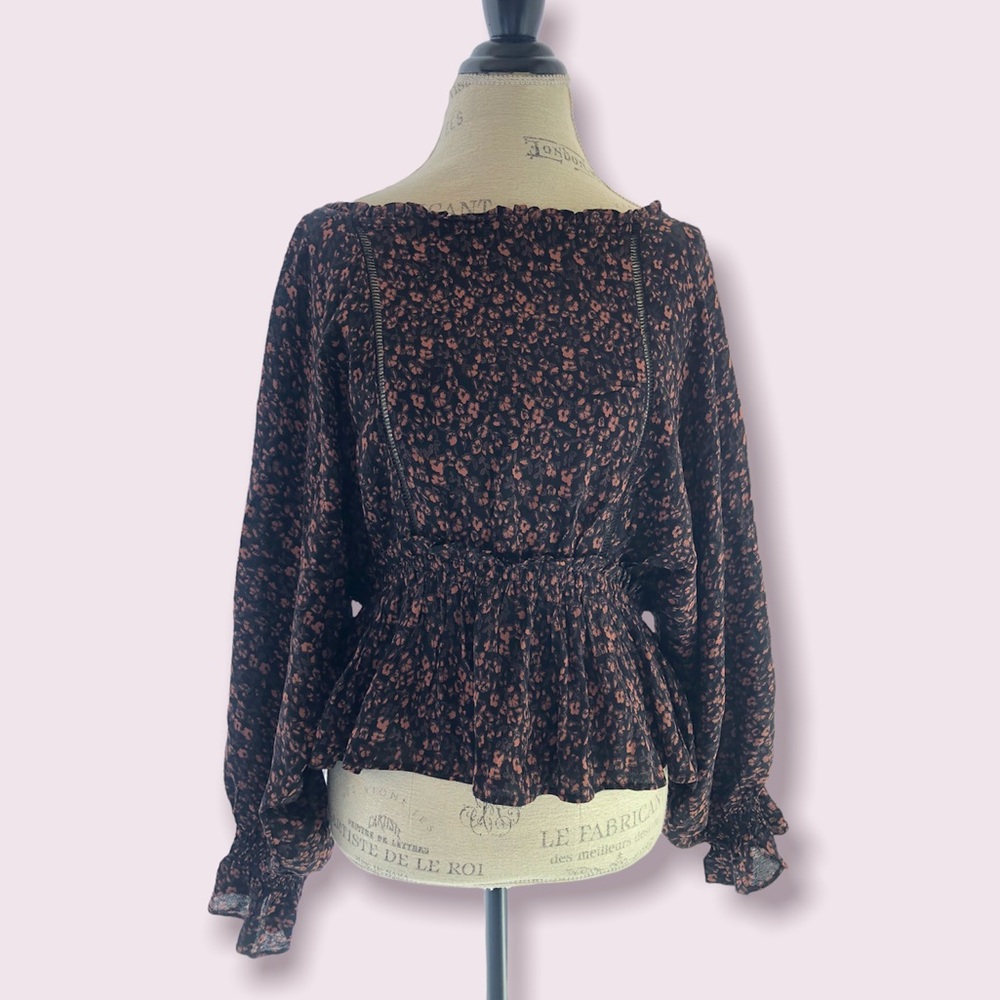 Anthropologie Long Ribbed Sleeve Blouse